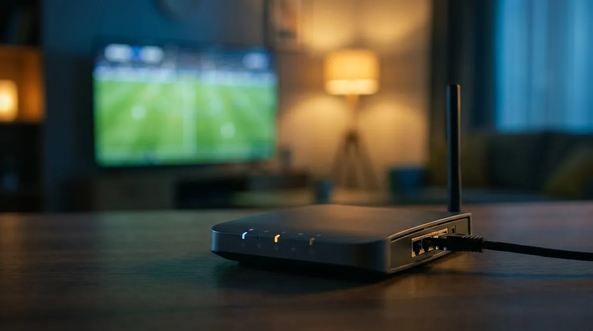 NHL IPTV internet speed: router with ethernet cable for 4K hockey streaming